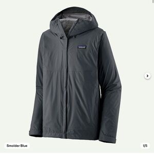 Men’s Patagonia Blue Raincoat with Hood and Full-Zip